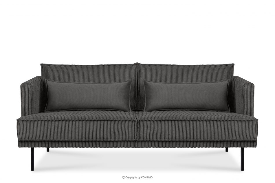 GANZO Sofa 3 osobowa w tkaninie sztruks z poduszkami welur szary szary - zdjęcie 0