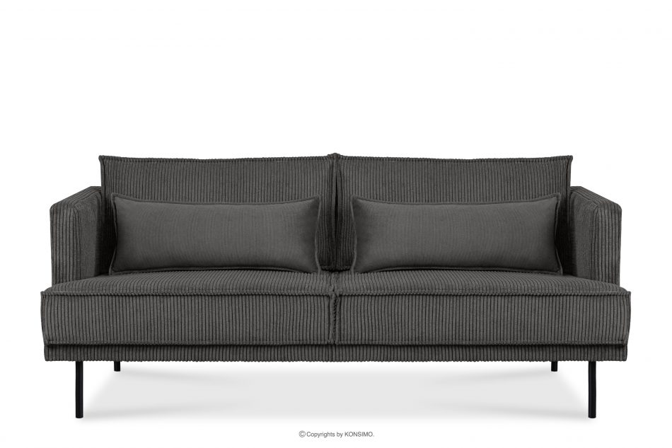 GANZO Sofa 3 osobowa w tkaninie sztruks z poduszkami welur szary szary - zdjęcie 0