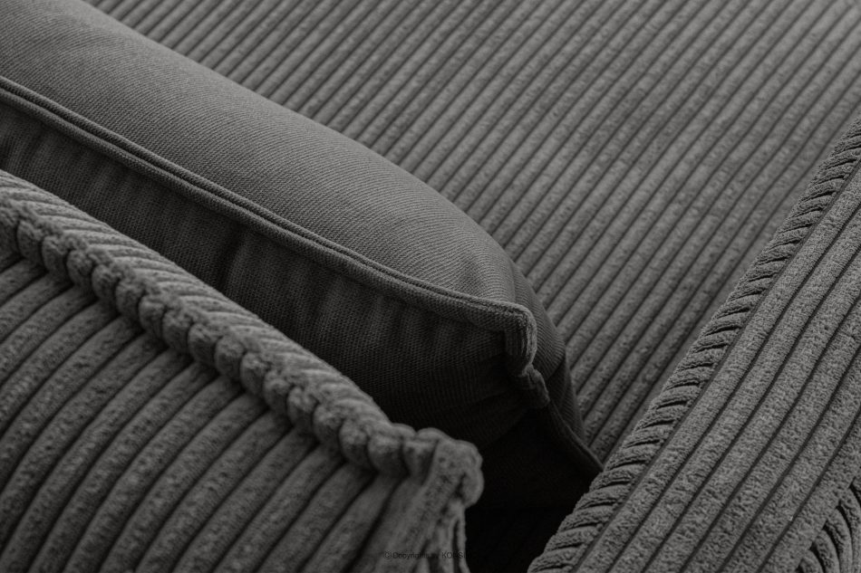 GANZO Sofa 3 osobowa w tkaninie sztruks z poduszkami welur szary szary - zdjęcie 4