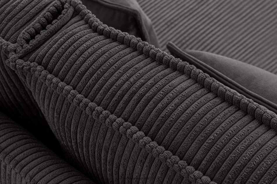 GANZO Sofa 3 osobowa w tkaninie sztruks z poduszkami welur szary szary - zdjęcie 5