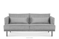 Sofa 3 osobowa w tkaninie sztruks z poduszkami welur jasny szary