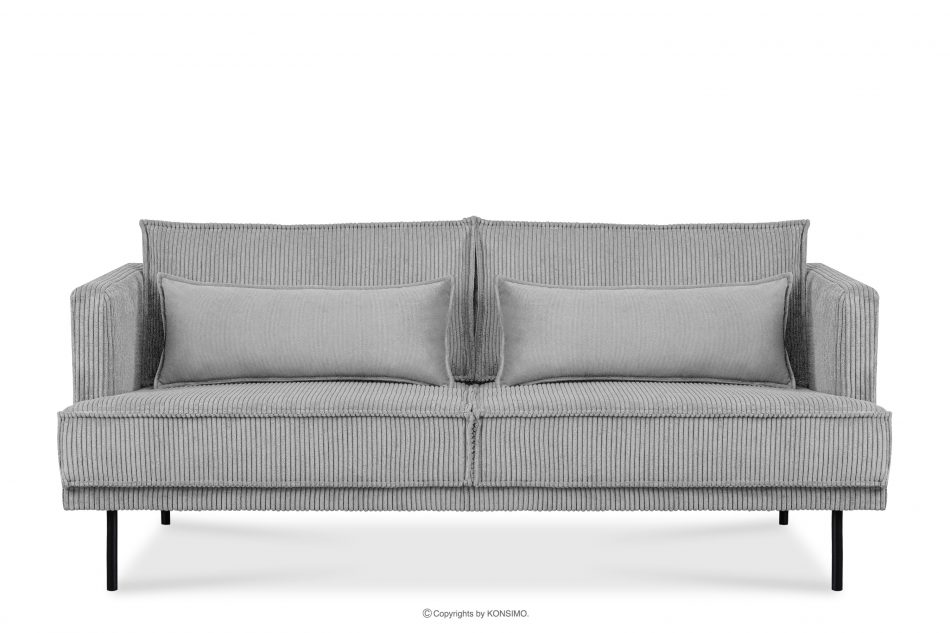 GANZO Sofa 3 osobowa w tkaninie sztruks z poduszkami welur jasny szary jasny szary - zdjęcie 0