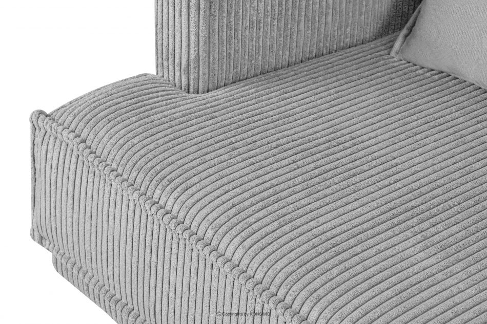 GANZO Sofa 3 osobowa w tkaninie sztruks z poduszkami welur jasny szary jasny szary - zdjęcie 6