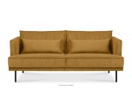 Sofa 3 osobowa w tkaninie sztruks z poduszkami welur żółty
