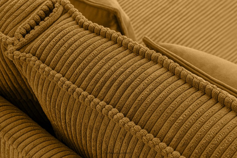 GANZO Sofa 3 osobowa w tkaninie sztruks z poduszkami welur żółty żółty - zdjęcie 5