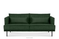 Sofa 3 osobowa w tkaninie sztruks z poduszkami welur ciemny zielony