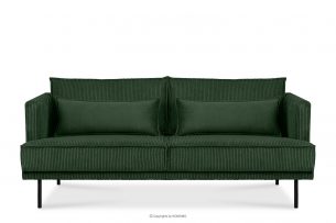 GANZO, https://konsimo.pl/kolekcja/ganzo/ Sofa 3 osobowa w tkaninie sztruks z poduszkami welur ciemny zielony ciemny zielony - zdjęcie