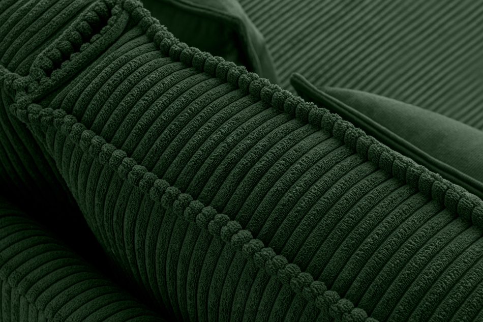 GANZO Sofa 3 osobowa w tkaninie sztruks z poduszkami welur ciemny zielony ciemny zielony - zdjęcie 5