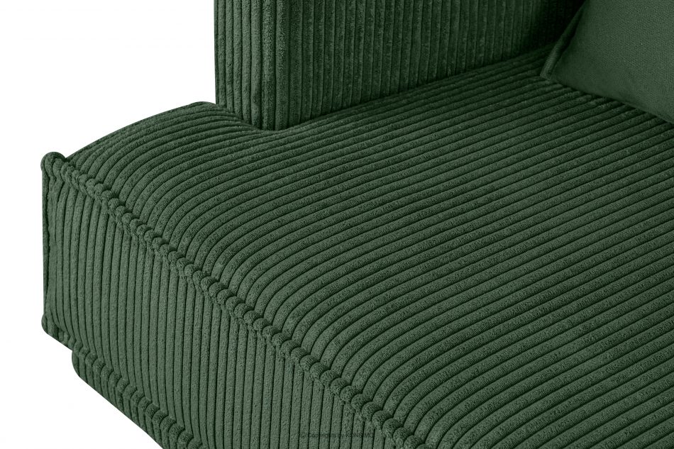 GANZO Sofa 3 osobowa w tkaninie sztruks z poduszkami welur ciemny zielony ciemny zielony - zdjęcie 6