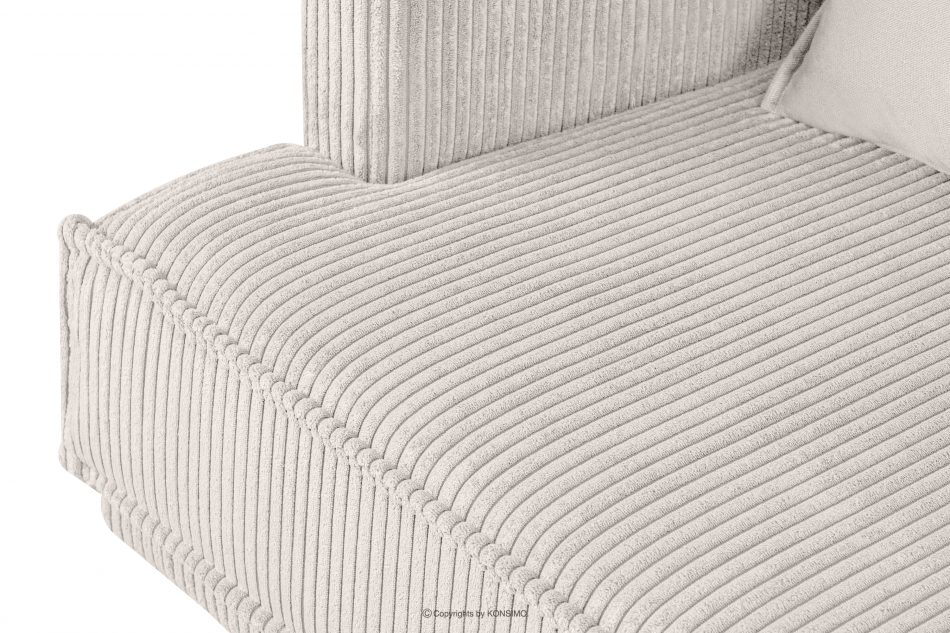 GANZO Sofa 3 osobowa w tkaninie sztruks z poduszkami welur kremowy kremowy - zdjęcie 6