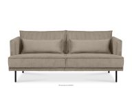 Sofa 3 osobowa w tkaninie sztruks z poduszkami welur beżowy