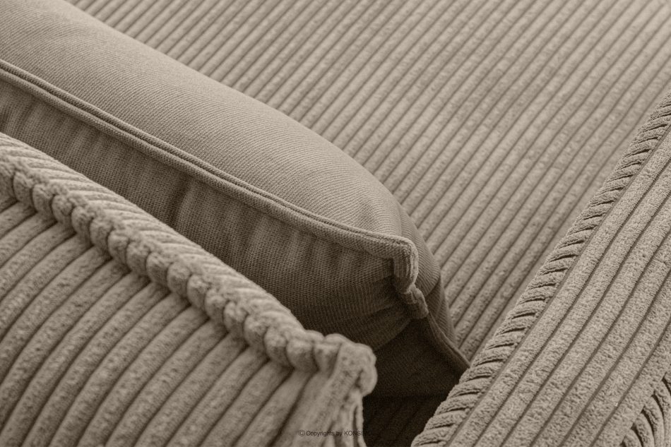 GANZO Sofa 3 osobowa w tkaninie sztruks z poduszkami welur beżowy beżowy - zdjęcie 4