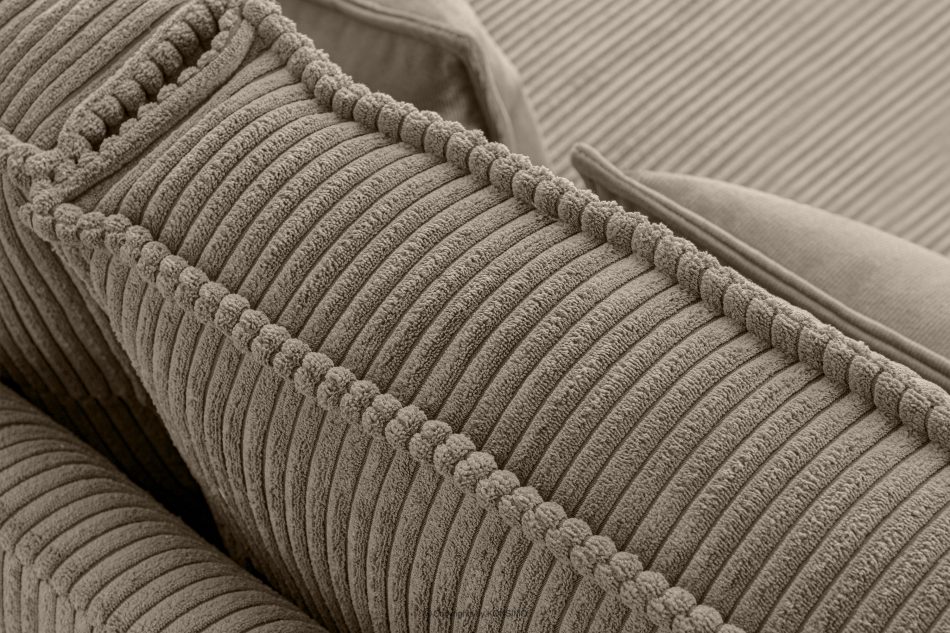 GANZO Sofa 3 osobowa w tkaninie sztruks z poduszkami welur beżowy beżowy - zdjęcie 5
