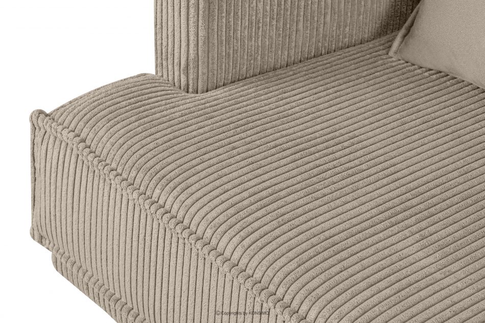 GANZO Sofa 3 osobowa w tkaninie sztruks z poduszkami welur beżowy beżowy - zdjęcie 6
