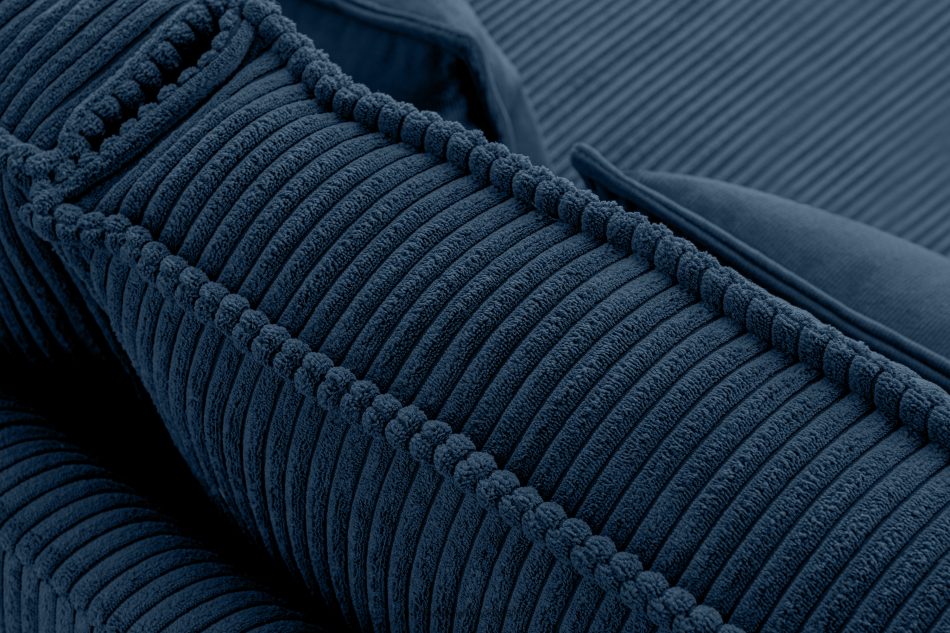 GANZO Sofa 3 osobowa w tkaninie sztruks z poduszkami welur granatowy granatowy - zdjęcie 5