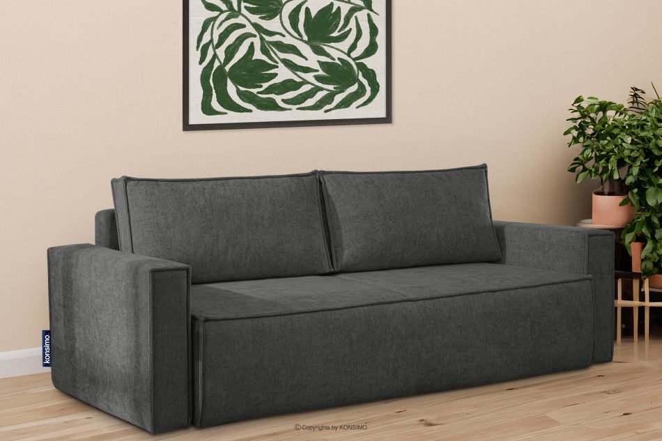 NAPI II Sofa 3 z funkcją spania w tkaninie plecionej stalowy stalowy - zdjęcie 1