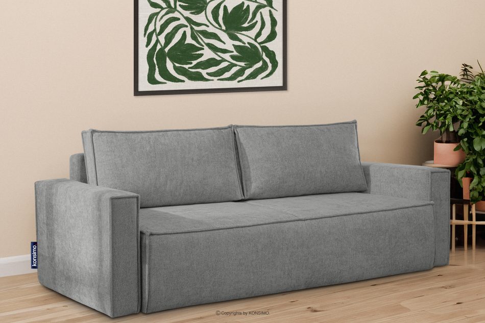 NAPI II Sofa 3 z funkcją spania w tkaninie plecionej siwy siwy - zdjęcie 1