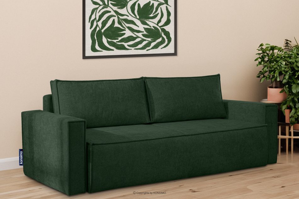 NAPI II Sofa 3 z funkcją spania w tkaninie plecionej zielony zielony - zdjęcie 1