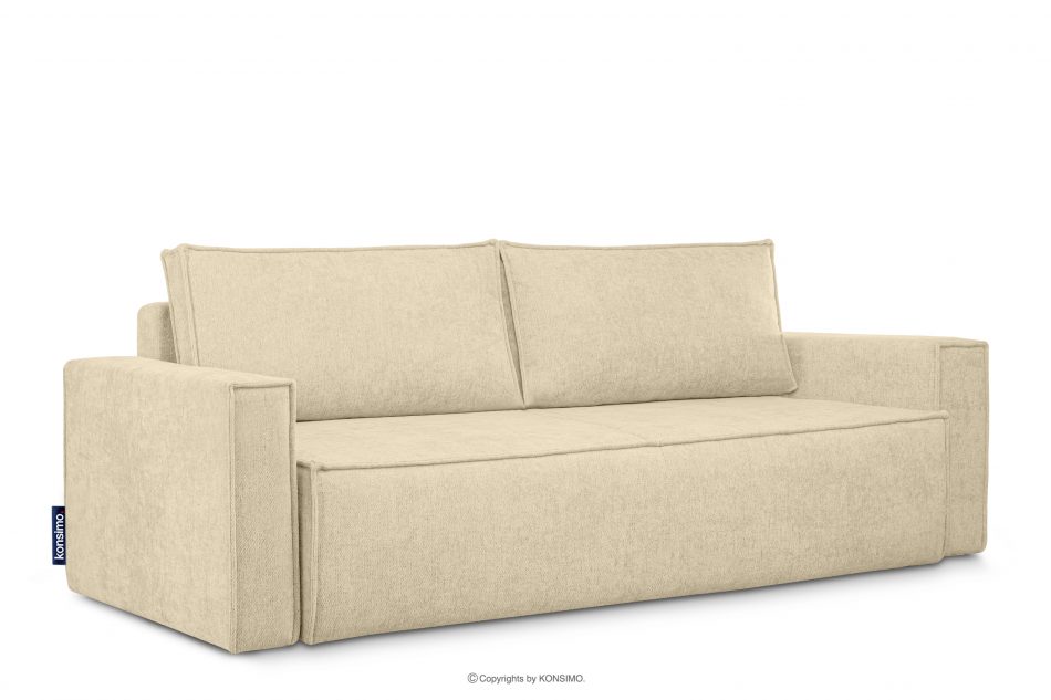 NAPI II Sofa 3 z funkcją spania w tkaninie plecionej ciemny kremowy ciemny kremowy - zdjęcie 2