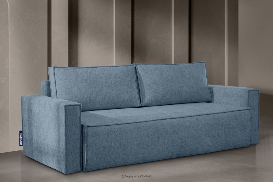 NAPI II Sofa 3 z funkcją spania w tkaninie plecionej jasny niebieski jasny niebieski - zdjęcie 1