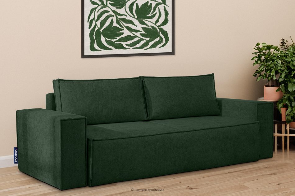 NAPI II Sofa 3 w tkaninie plecionej z funkcją spania zielony zielony - zdjęcie 1