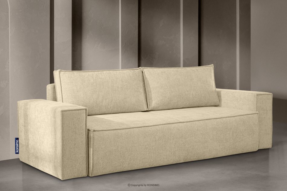 NAPI II Sofa 3 w tkaninie plecionej z funkcją spania ciemny kremowy ciemny kremowy - zdjęcie 1