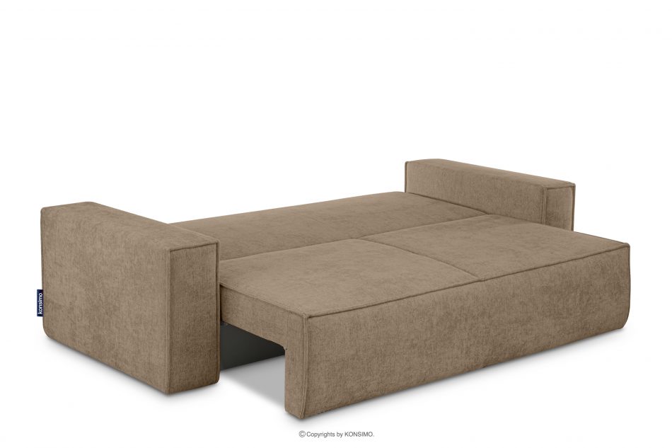 NAPI II Sofa 3 w tkaninie plecionej z funkcją spania jasny brązowy jasny brązowy - zdjęcie 4