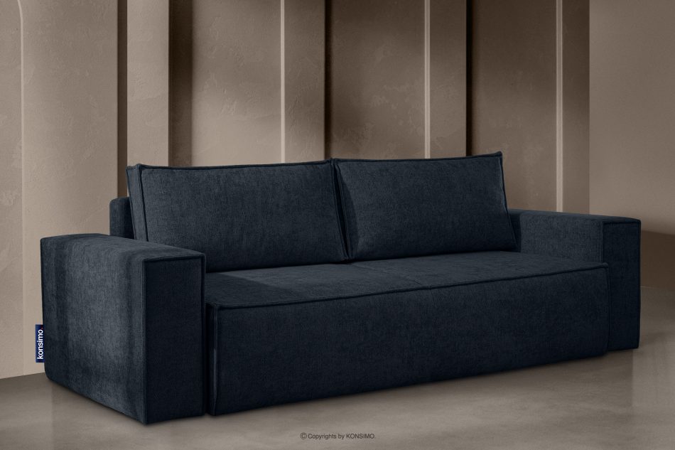 NAPI II Sofa 3 w tkaninie plecionej z funkcją spania ciemny granatowy ciemny granatowy - zdjęcie 1