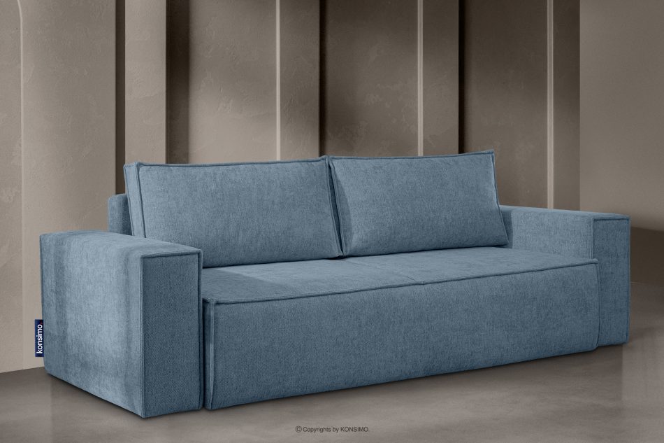 NAPI II Sofa 3 w tkaninie plecionej z funkcją spania jasny niebieski jasny niebieski - zdjęcie 1