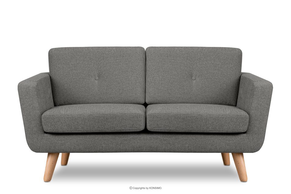 TAGIO II Skandynawska sofa 2 osobowa z pikowaniem w tkaninie plecionej popielaty popielaty - zdjęcie 0