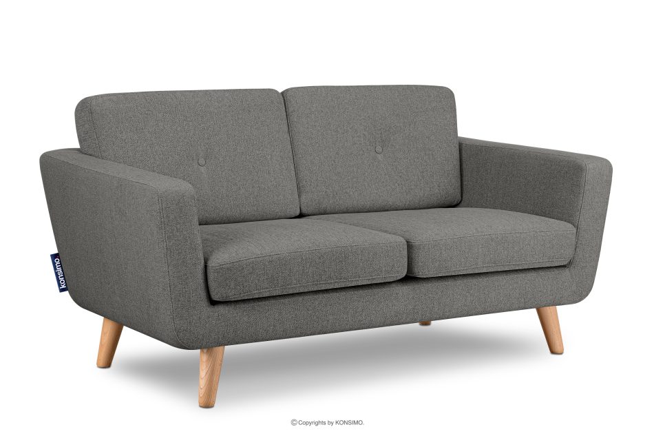 TAGIO II Skandynawska sofa 2 osobowa z pikowaniem w tkaninie plecionej popielaty popielaty - zdjęcie 2