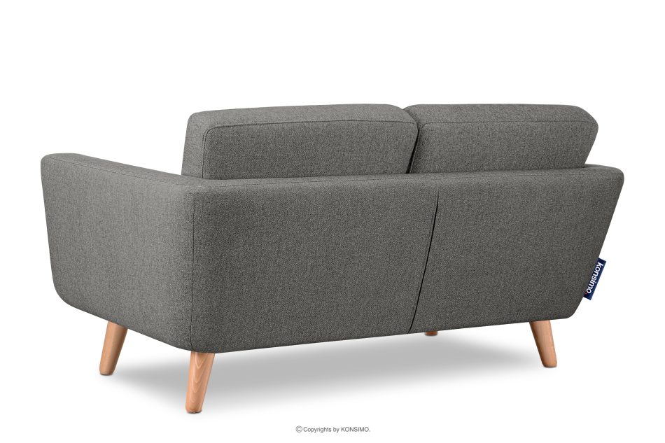 TAGIO II Skandynawska sofa 2 osobowa z pikowaniem w tkaninie plecionej popielaty popielaty - zdjęcie 3