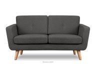 Skandynawska sofa 2 osobowa z pikowaniem w tkaninie plecionej grafitoowy
