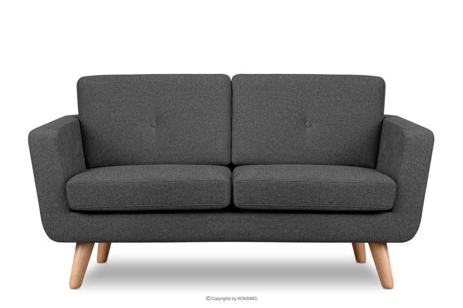 TAGIO II Skandynawska sofa 2 osobowa z pikowaniem w tkaninie plecionej grafitoowy grafitowy - zdjęcie 0