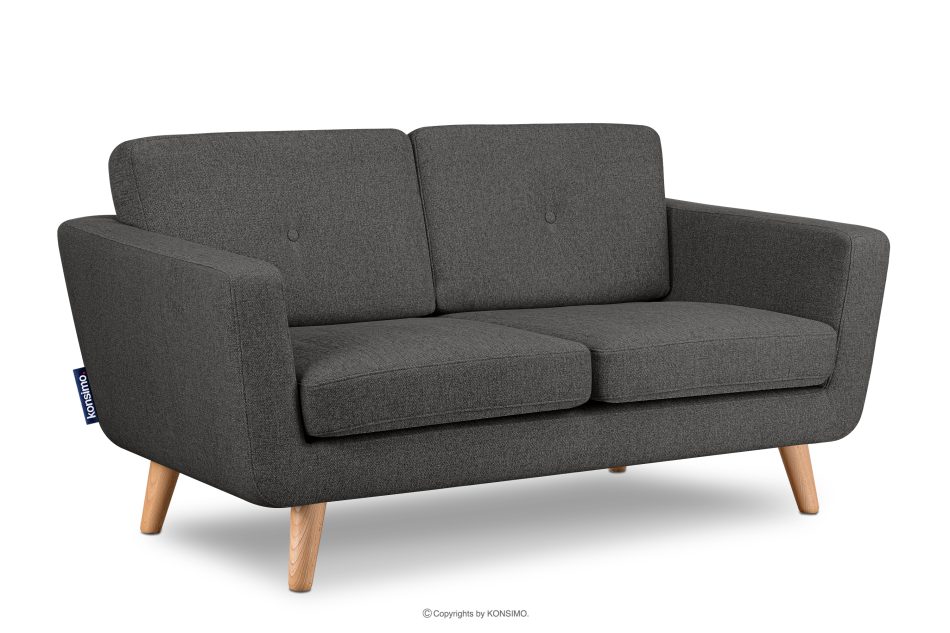 TAGIO II Skandynawska sofa 2 osobowa z pikowaniem w tkaninie plecionej grafitoowy grafitowy - zdjęcie 2