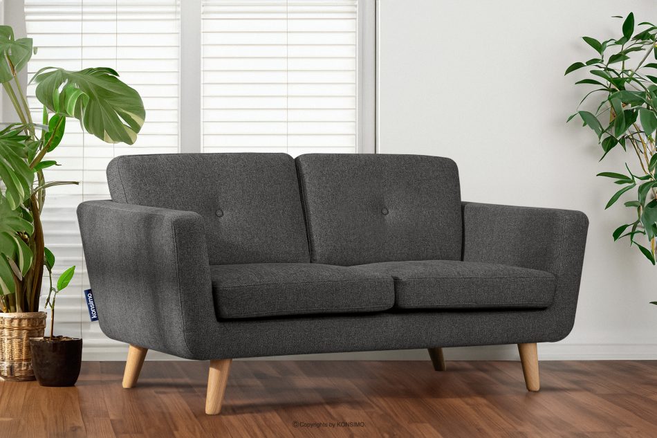 TAGIO II Skandynawska sofa 2 osobowa z pikowaniem w tkaninie plecionej grafitoowy grafitowy - zdjęcie 10