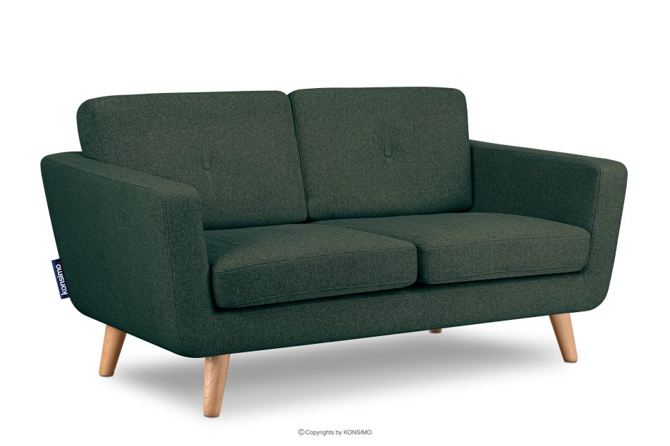TAGIO II Skandynawska sofa 2 osobowa z pikowaniem w tkaninie plecionej morski/beżowy morski/beżowy - zdjęcie 2