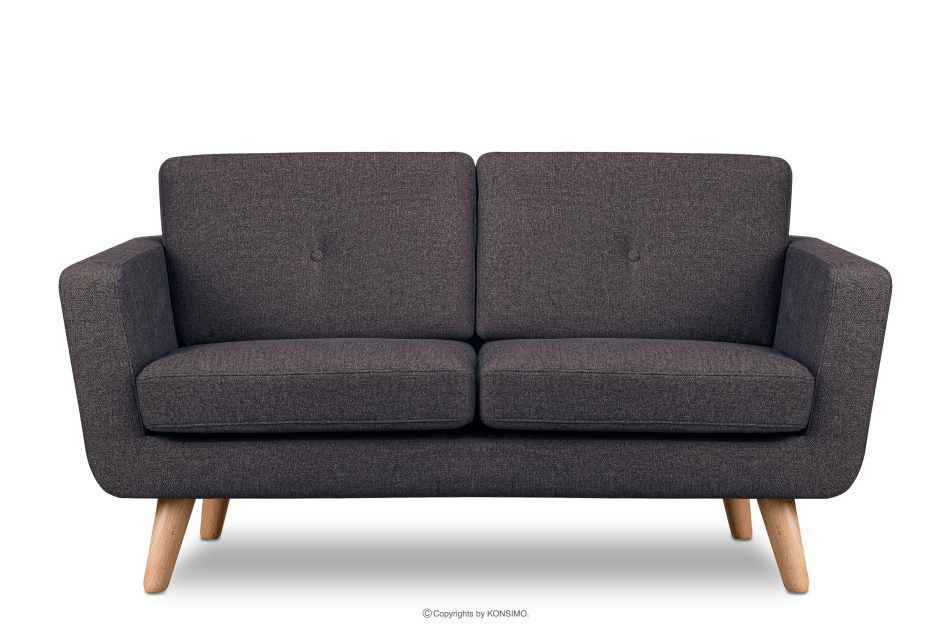 TAGIO II Skandynawska sofa 2 osobowa z pikowaniem w tkaninie plecionej granatowy/brązowy granatowy/brązowy - zdjęcie 0