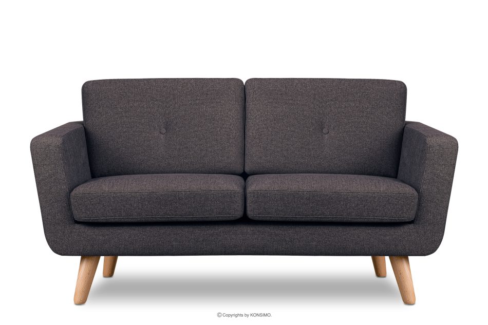 TAGIO II Skandynawska sofa 2 osobowa z pikowaniem w tkaninie plecionej granatowy/brązowy granatowy/brązowy - zdjęcie 0