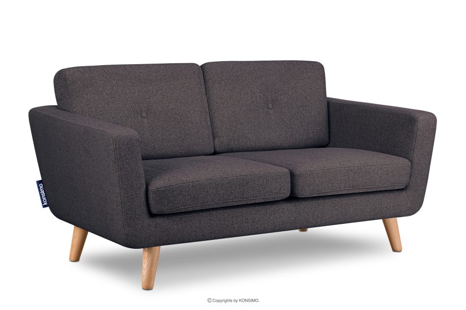 TAGIO II Skandynawska sofa 2 osobowa z pikowaniem w tkaninie plecionej granatowy/brązowy granatowy/brązowy - zdjęcie 2
