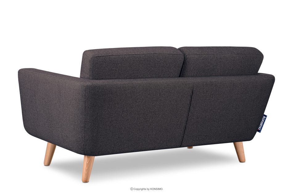 TAGIO II Skandynawska sofa 2 osobowa z pikowaniem w tkaninie plecionej granatowy/brązowy granatowy/brązowy - zdjęcie 3