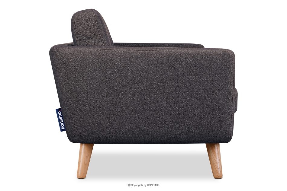 TAGIO II Skandynawska sofa 2 osobowa z pikowaniem w tkaninie plecionej granatowy/brązowy granatowy/brązowy - zdjęcie 4