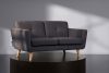 TAGIO II Skandynawska sofa 2 osobowa z pikowaniem w tkaninie plecionej granatowy/brązowy granatowy/brązowy - zdjęcie 2