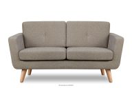 Skandynawska sofa 2 osobowa z pikowaniem w tkaninie plecionej jasny brązowy