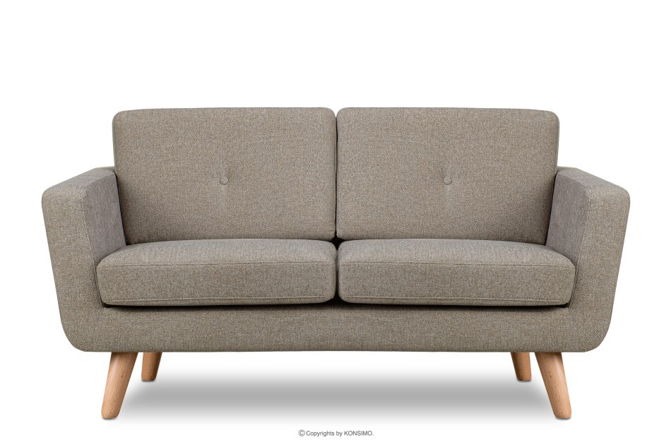 TAGIO II Skandynawska sofa 2 osobowa z pikowaniem w tkaninie plecionej jasny brązowy jasny brązowy - zdjęcie 0
