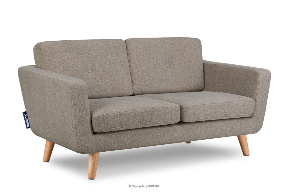 TAGIO II Skandynawska sofa 2 osobowa z pikowaniem w tkaninie plecionej jasny brązowy jasny brązowy - zdjęcie 2