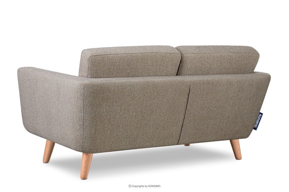 TAGIO II Skandynawska sofa 2 osobowa z pikowaniem w tkaninie plecionej jasny brązowy jasny brązowy - zdjęcie 3