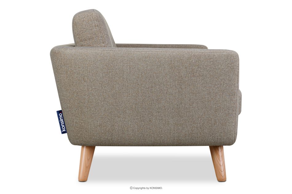 TAGIO II Skandynawska sofa 2 osobowa z pikowaniem w tkaninie plecionej jasny brązowy jasny brązowy - zdjęcie 4