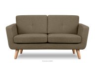 Skandynawska sofa 2 osobowa z pikowaniem w tkaninie plecionej cappuccino