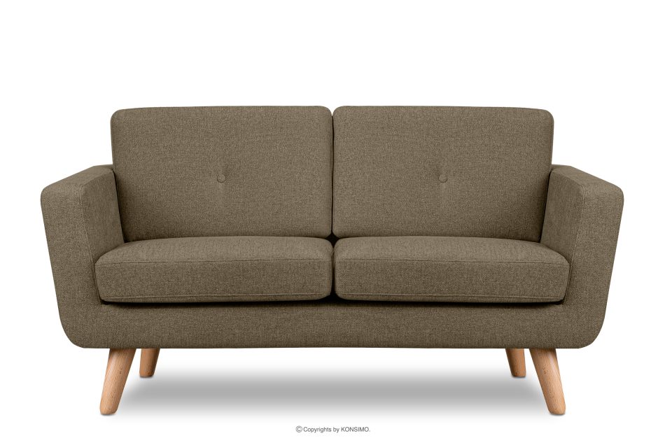 TAGIO II Skandynawska sofa 2 osobowa z pikowaniem w tkaninie plecionej cappuccino cappuccino - zdjęcie 0